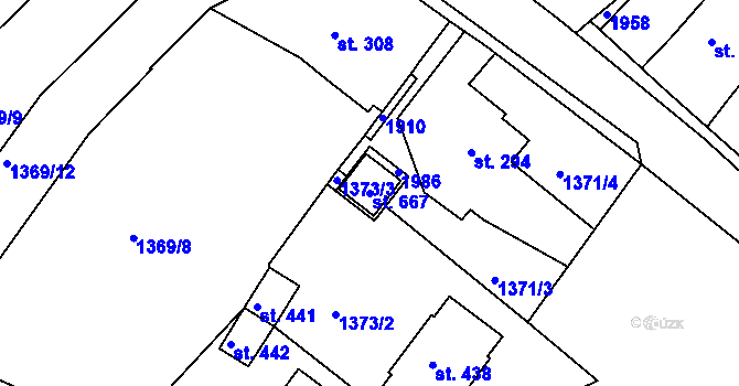 Parcela st. 667 v KÚ Krajková, Katastrální mapa