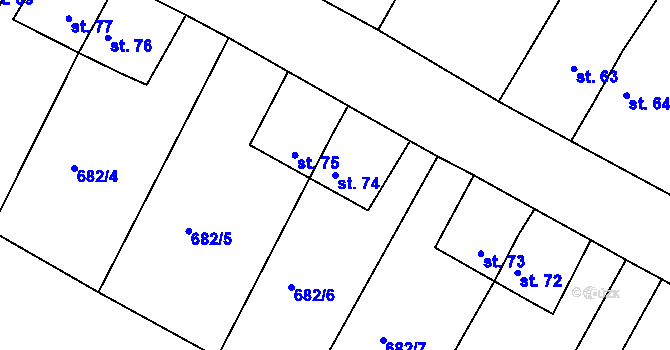 Parcela st. 74 v KÚ Květná u Krajkové, Katastrální mapa
