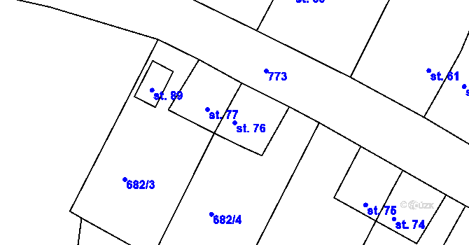 Parcela st. 76 v KÚ Květná u Krajkové, Katastrální mapa