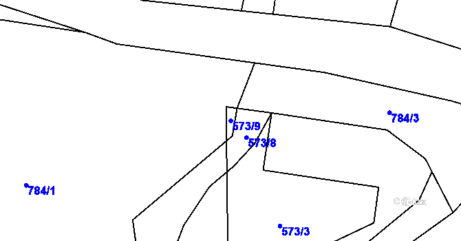 Parcela st. 573/9 v KÚ Květná u Krajkové, Katastrální mapa