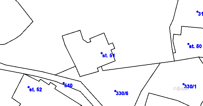 Parcela st. 51 v KÚ Leopoldovy Hamry, Katastrální mapa