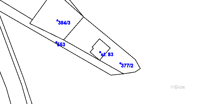 Parcela st. 83 v KÚ Leopoldovy Hamry, Katastrální mapa