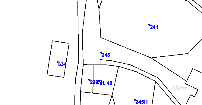 Parcela st. 243 v KÚ Leopoldovy Hamry, Katastrální mapa