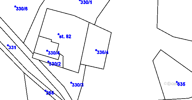 Parcela st. 336/4 v KÚ Leopoldovy Hamry, Katastrální mapa