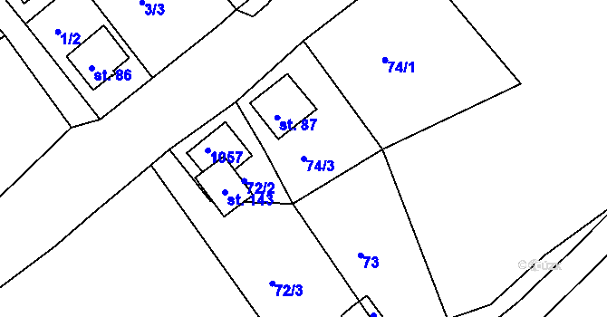 Parcela st. 74/3 v KÚ Libnov, Katastrální mapa