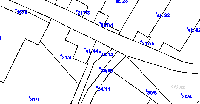 Parcela st. 34/14 v KÚ Krajníčko, Katastrální mapa