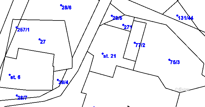 Parcela st. 21 v KÚ Útěšov, Katastrální mapa