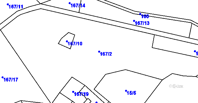 Parcela st. 167/2 v KÚ Útěšov, Katastrální mapa