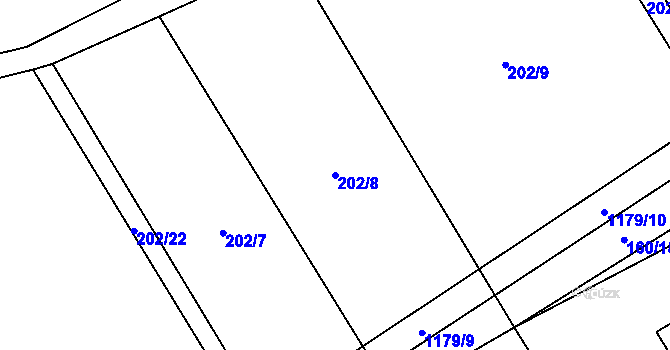 Parcela st. 202/8 v KÚ Krakov, Katastrální mapa