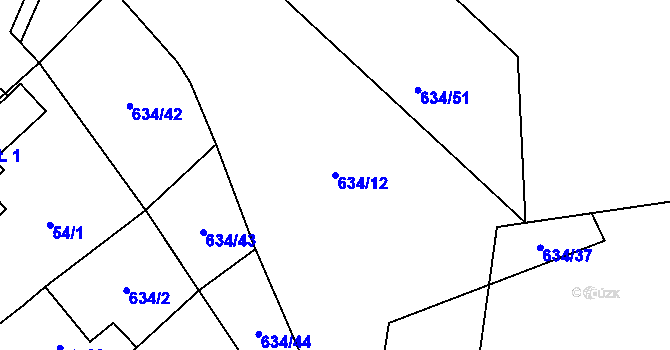 Parcela st. 634/12 v KÚ Krakov, Katastrální mapa