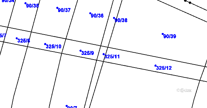 Parcela st. 325/11 v KÚ Božec, Katastrální mapa