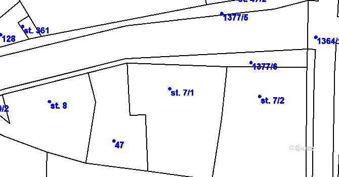 Parcela st. 7/1 v KÚ Krakovany, Katastrální mapa