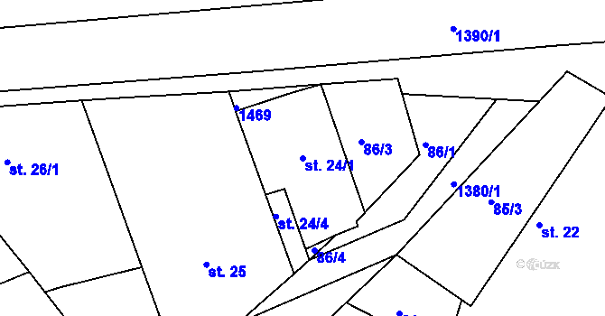 Parcela st. 24/1 v KÚ Krakovany, Katastrální mapa