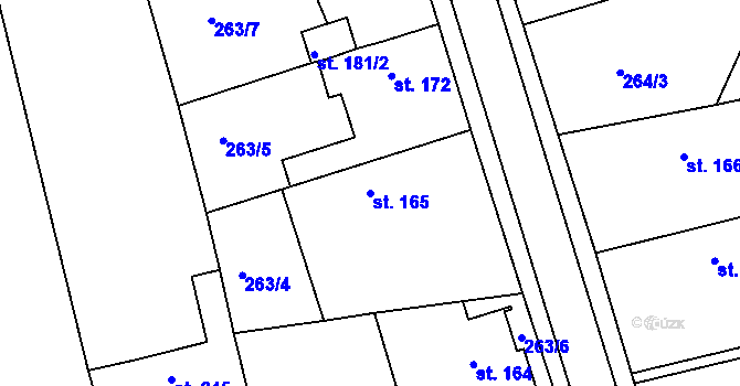 Parcela st. 165 v KÚ Krakovany, Katastrální mapa