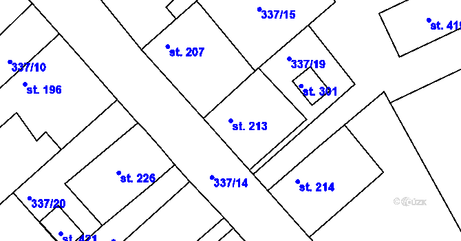 Parcela st. 213 v KÚ Krakovany, Katastrální mapa