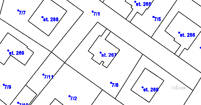 Parcela st. 267 v KÚ Krakovany, Katastrální mapa