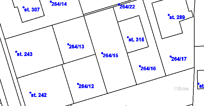 Parcela st. 264/15 v KÚ Krakovany, Katastrální mapa