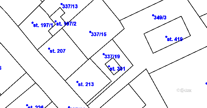 Parcela st. 337/19 v KÚ Krakovany, Katastrální mapa