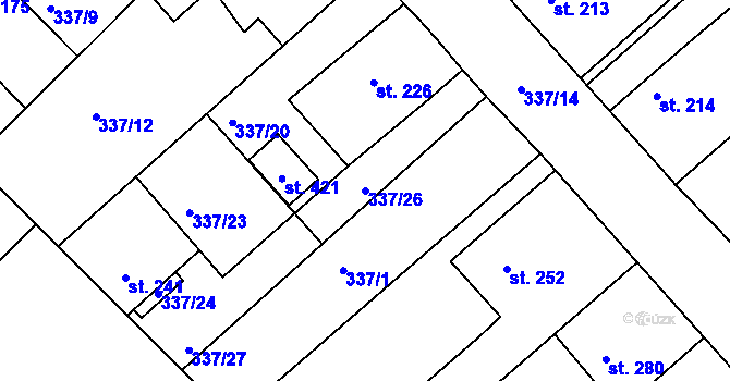 Parcela st. 337/26 v KÚ Krakovany, Katastrální mapa