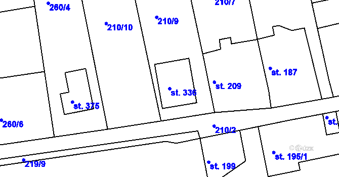 Parcela st. 336 v KÚ Krakovany, Katastrální mapa