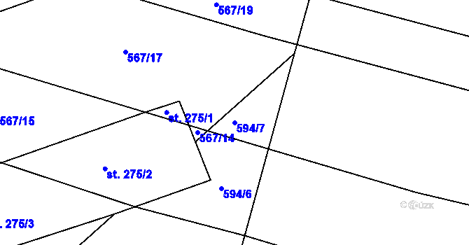 Parcela st. 594/7 v KÚ Krakovany, Katastrální mapa