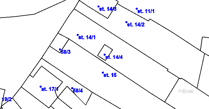 Parcela st. 14/4 v KÚ Krakovany, Katastrální mapa
