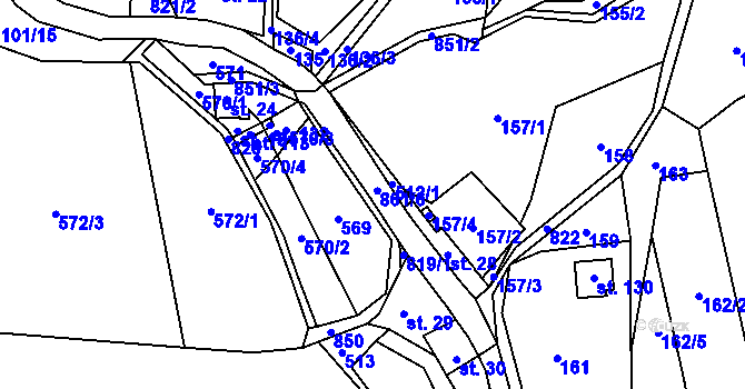 Parcela st. 861 v KÚ Kralice, Katastrální mapa