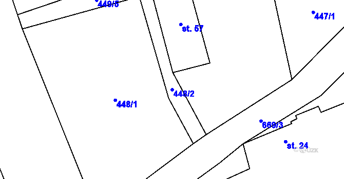 Parcela st. 448/2 v KÚ Vernýřov, Katastrální mapa