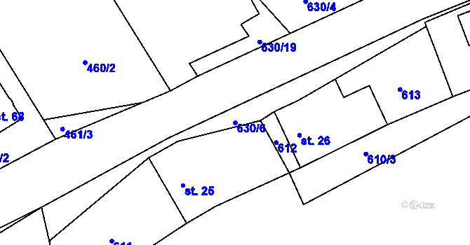 Parcela st. 630/6 v KÚ Vernýřov, Katastrální mapa