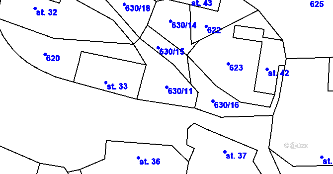 Parcela st. 630/11 v KÚ Vernýřov, Katastrální mapa