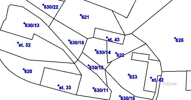Parcela st. 630/14 v KÚ Vernýřov, Katastrální mapa
