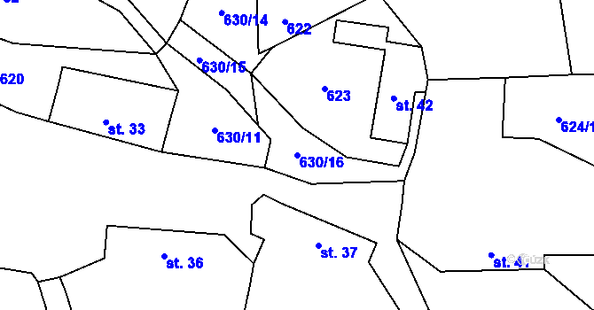 Parcela st. 630/16 v KÚ Vernýřov, Katastrální mapa