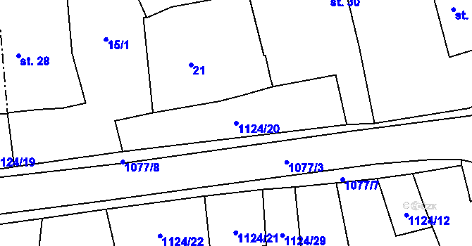 Parcela st. 1124/20 v KÚ Žandov, Katastrální mapa