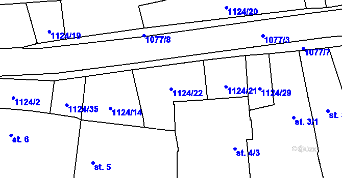 Parcela st. 1124/22 v KÚ Žandov, Katastrální mapa