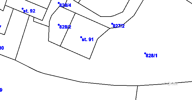 Parcela st. 828/7 v KÚ Žandov, Katastrální mapa