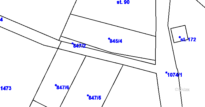 Parcela st. 847/4 v KÚ Žandov, Katastrální mapa