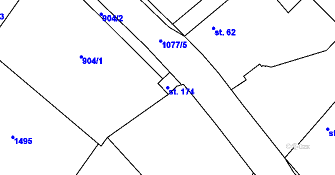 Parcela st. 174 v KÚ Žandov, Katastrální mapa