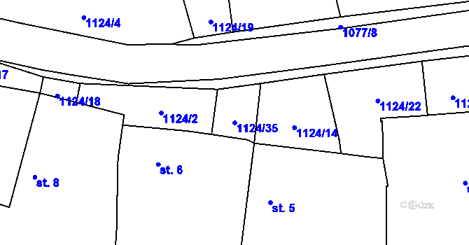 Parcela st. 1124/35 v KÚ Žandov, Katastrální mapa