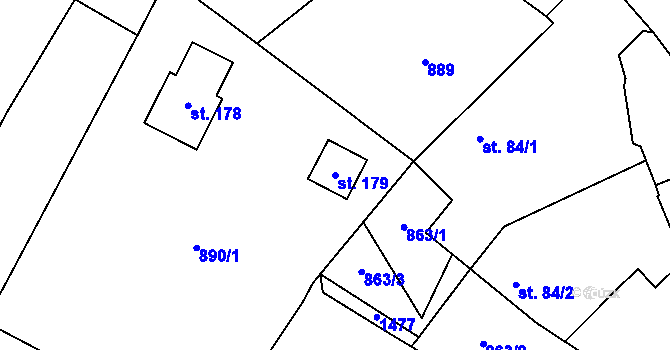 Parcela st. 179 v KÚ Žandov, Katastrální mapa