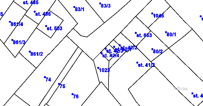 Parcela st. 42/4 v KÚ Kralice na Hané, Katastrální mapa