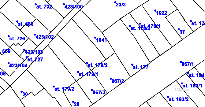 Parcela st. 178/1 v KÚ Kralice na Hané, Katastrální mapa