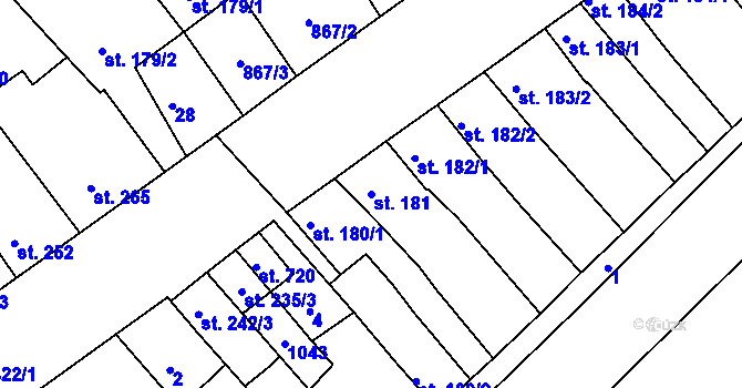 Parcela st. 181 v KÚ Kralice na Hané, Katastrální mapa