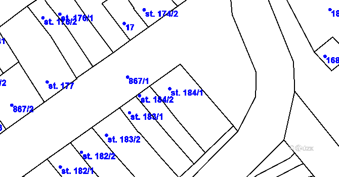 Parcela st. 184/1 v KÚ Kralice na Hané, Katastrální mapa