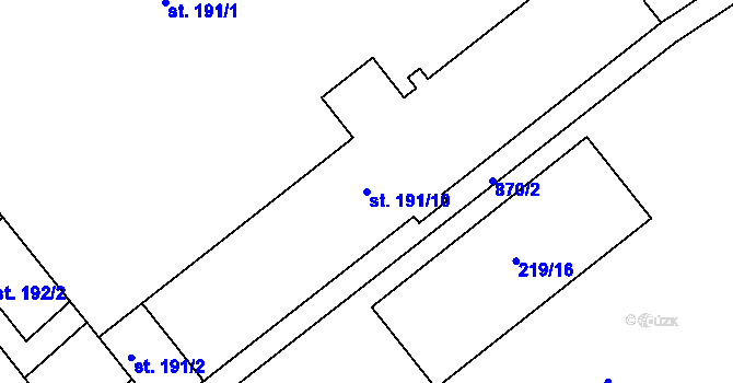 Parcela st. 191/10 v KÚ Kralice na Hané, Katastrální mapa