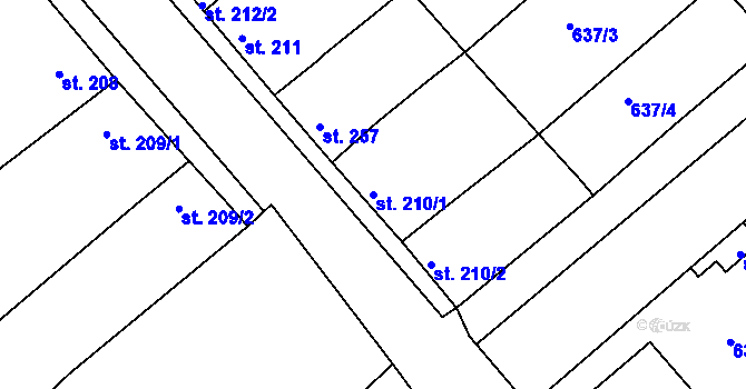 Parcela st. 210/1 v KÚ Kralice na Hané, Katastrální mapa