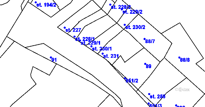 Parcela st. 231 v KÚ Kralice na Hané, Katastrální mapa
