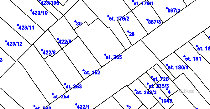 Parcela st. 265 v KÚ Kralice na Hané, Katastrální mapa