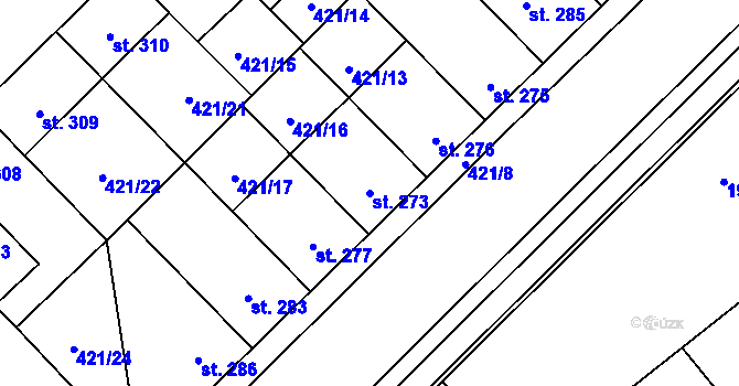 Parcela st. 273 v KÚ Kralice na Hané, Katastrální mapa