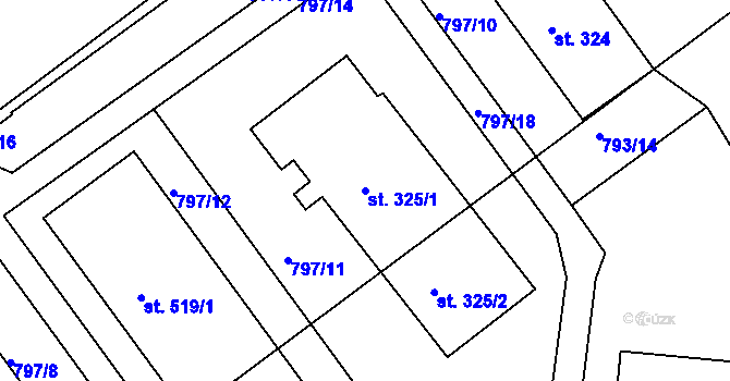 Parcela st. 325/1 v KÚ Kralice na Hané, Katastrální mapa