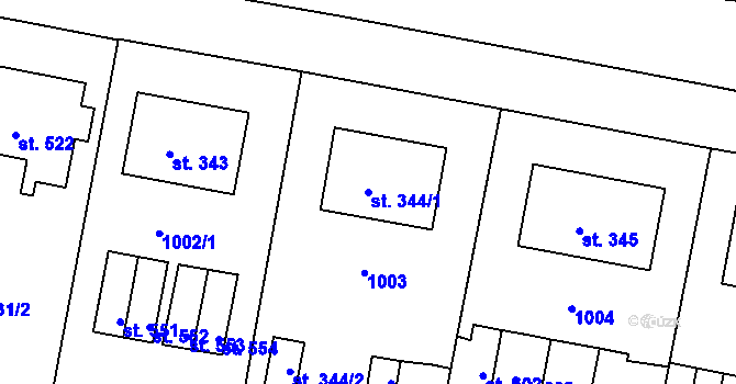Parcela st. 344/1 v KÚ Kralice na Hané, Katastrální mapa